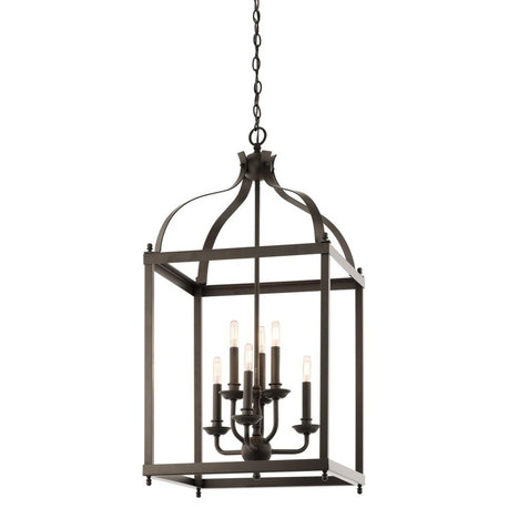 Kichler Larkin Six Light Olde Bronze Open Frame Foyer Hall Fixture