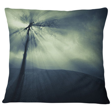 Dead Tree in the Mysterious Land Modern Seascape Throw Pillow, 18"x18"