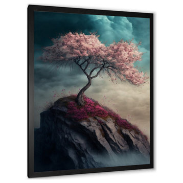 Mountain Top Cherry Blossom IV Framed Print, 24x32, Black