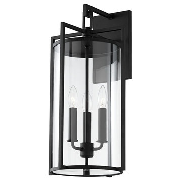 Percy 3 Light Large Exterior Wall Scone, Textured Black