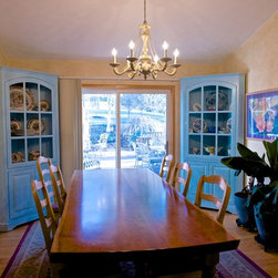 Blue w/ White Glaze Corner China Cabinets - China Cabinets And Hutches