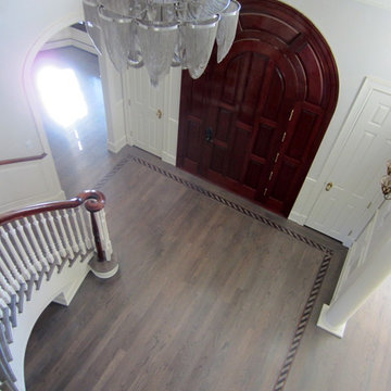 NISSEQUOGUE:  CUSTOM GREY STAIN ON RED OAK - BONA TRAFFIC HD POLY