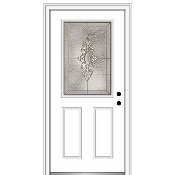 .5 Lite 2-Panel Fiberglass Smooth Brilliant White Front Door, 33.5"x81.75", Left