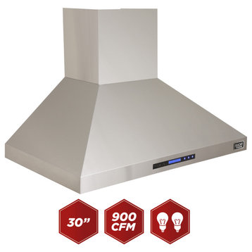 KUCHT Professional Wall Mounted Range Hood 900CFM, Stainless Steel, 30 Inch