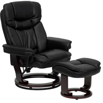 Flash Furniture BT-7821-BK-GG Leather Recliner and Ottoman, Black