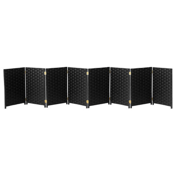 2 ft. Short Woven Fiber Room Divider 8 Panel Black
