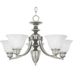 Maxim Lighting International - Malaga 5-Light Chandelier, Satin Nickel, Marble - Shed some light on your next family gathering with the Malaga Chandelier. This 5-light chandelier is beautifully finished in oil rubbed bronze with marble glass shades. Hang the Malaga Chandelier over your dining table for a classic look, or in your entryway to welcome guests to your home.