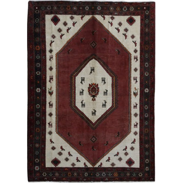 Consigned, Traditional Rug, Brick Red, 7'x10', Hamadan, Handmade Wool
