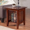 Pemberly Row Mission Style Solid Wood End Table with Sturdy Leg in Walnut