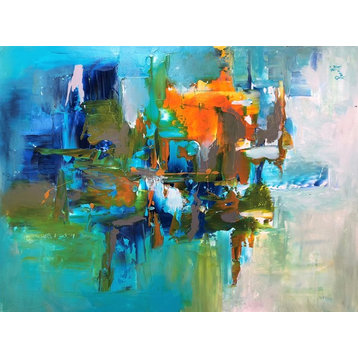 Virtual' abstract Original Large Contemporary Modern Painting 40x30"
