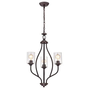 3-Light Oil Rubbed Bronze Chandelier With Clear Glass Shades