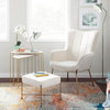 Izzy Contemporary Lounge Chair/Ottoman Set, Gold Metal/Cream Velvet Fabric