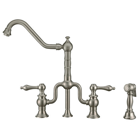 Twisthaus Plus Bridge Faucet With Long Traditional Swivel Spout, Lever Handles a