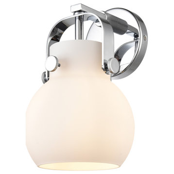 Pilaster II Sphere 1 Light 6" Wall-mounted Sconce, Polished Chrome, Matte White