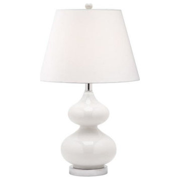 1-Light Incandescent Table Lamp, White GL With White Shade