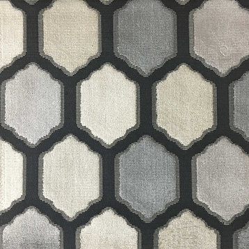 Seymour Honeycomb Cut Velvet Upholstery Fabric, Carrara
