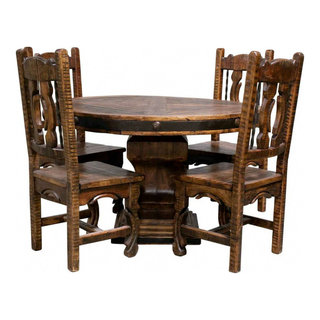 Century Round Reclaimed Dining Table and Chairs - Rustic - Dining Sets ...