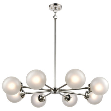 Boudreaux 8-Light Chandelier, Polished Nickel With Frosted