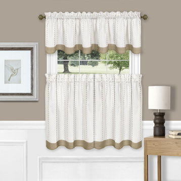 Westport Window Curtain Tier Pair and Valance Set, 58x24, Taupe
