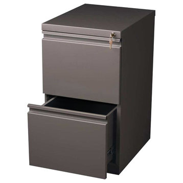 Scranton & Co 20" 2-Drawer Modern Metal Mobile Pedestal File Cabinet in Espresso
