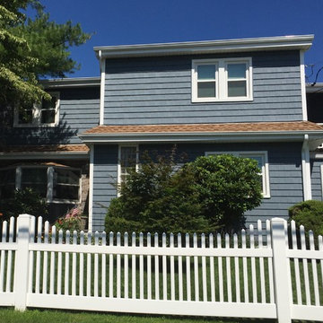 Glen Cove Siding - Harbor Blue Shakes with new Windows