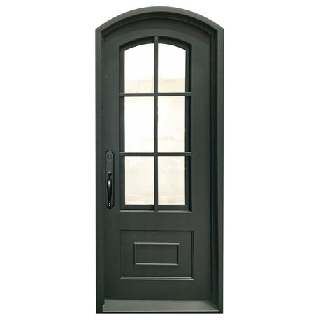 Classica 39"x96" Wrought Iron Door, 6" Jamb, Matte Black, Left Hand