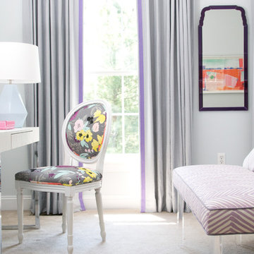 Lavender Trimmed Pleated Curtains