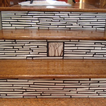 Sculpted tree art tile Kitchen