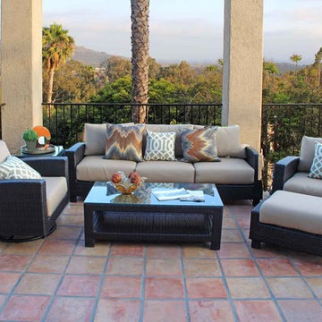 Duxbury 6 Piece Outdoor Wicker Sofa and Motion Club Conversation Set