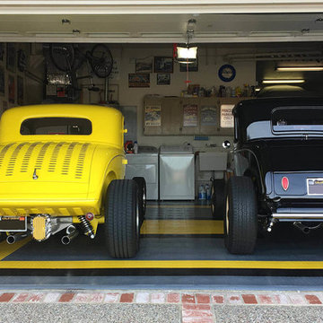 Cool HOT ROD Home Garage with RaceDeck® Garage Flooring