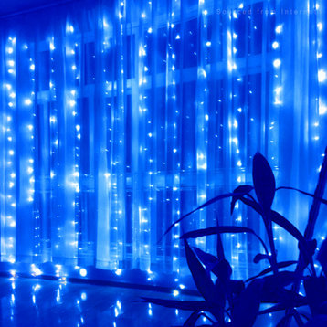 320 Lights Window Curtain String Light, 9.84'x9.84', Blue