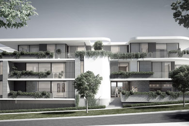 This is an example of a mid-sized contemporary three-storey apartment exterior in Perth.
