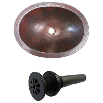 Aged Copper Oval Copper Bathroom Sink, Wine & Whiskey Barrel Sink with Drain