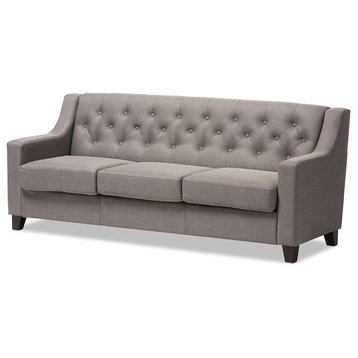 Arcadia Grey Button-Tufted Living Room 3-Seater Sofa
