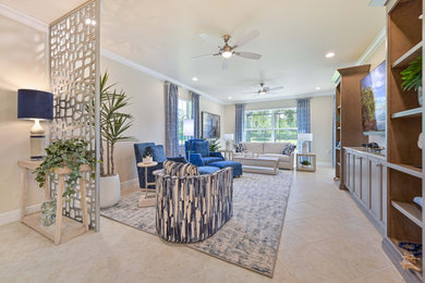 Example of a beach style family room design in Miami