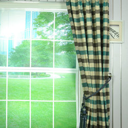 Paroo Cotton Blend Blod-scale Check Double Pinch Pleat Curtains & Drapes - Curtains