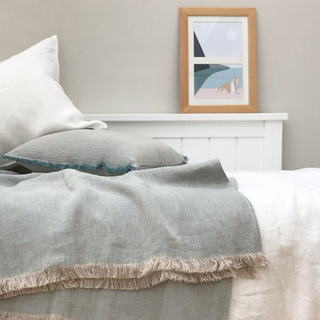 Herringbone Emerald Green Linen Plaid