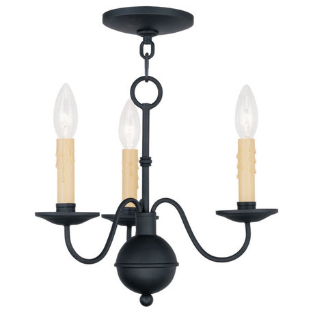 Livex Lighting Heritage - Three Light Mini-Chandelier, Black Finish