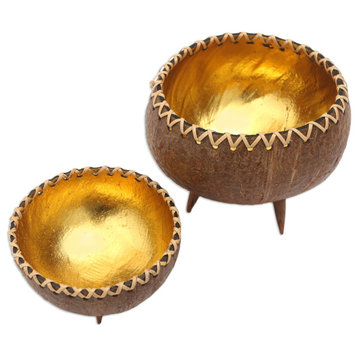 Novica Handmade Gleaming Duo Decorative Coconut Shell Bowls (Pair)