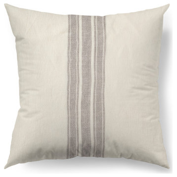 Patrice 22 x 22 White w/ Gray Stripes Decorative Pillow Cover