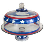 Golden Hill Studio - Stars and Stripes Cake Dome Patriotic Collection - What better way to celebrate all of the summer holidays.  Not just for the 4th of July but for all of the holidays. Our fun cake dome makes your Patriotic event even better! Start off the summer season with Memorial Day and end it with Labor Day.  Nothing like the Red, White & Blue!  This wine glass will certainly make you think to celebrate and to be thankful! Not only do our glasses celebrate the USA they are proudly hand painted in the USA as well, by American artists.