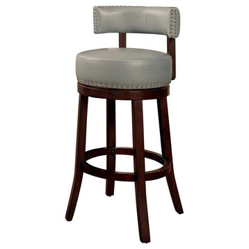 Furniture of America Tendel Faux Leather 29-inch Bar Stool in Gray (Set of 2)