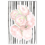 DDCG - Roses and Lines Canvas Wall Art, 24"x36"x1.25 - This 24x36 premium gallery wrapped canvas features soft blush blooms on a bold background. The wall art is printed on professional grade tightly woven canvas with a durable construction, finished backing, and is built ready to hang. The result is a remarkable piece of wall art that will add elegance and style to any room.
