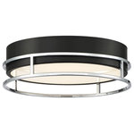 Eurofase - Eurofase Grafice Small LED Flushount, Chrome/Frosted - Basic form and rich finishes give prominence to clean elegance. A frosted glass sits securely within a matte black drum that houses LED light. This effortless design draws attention to the simple decorative rings that frame the black cylinder in bright contrast.