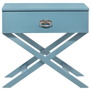 Xavier 1-Drawer Nightstand (25 in. H x 27 in. W x 16 in. D), Teal