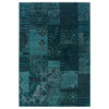 Ophelia Overdyed Traditional Teal and Gray Rug, 7'10"x10'10"