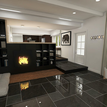 Masculine Modern Den & Kitchen Remodel