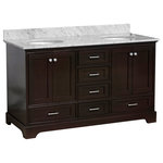 Kitchen Bath Collection - Harper 60" Bathroom Vanity, Chocolate, Carrara Marble, Double - The Harper: Style, storage, and quality. No compromise necessary.