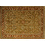 Bareens Designer Rugs - Turkish Knotted Istanbul Bonita Gold/Rust Wool Rug - 9'11'' x 13'11'' - Designed with a mesmerizing intricate traditional motif this glorious hand knotted rug is a masterpiece that will fill any space with sophistication and grace. An exhilarating color pallet with an elaborate design, this masterpiece features luxurious hand spun wool with all vegetable dyes to add comfort and style to your decor. The design, color and beautiful chromatic composition with a sheen in traditional and transitional designs, exude beauty, elegance and quality make this rug a masterpiece of its own.