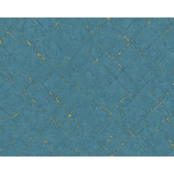 Modern Textured Wallpaper, Slanted Lines, 368815, Turquoise, 1 Roll